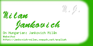 milan jankovich business card